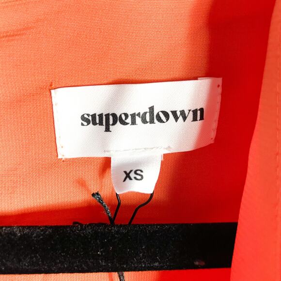 Superdown Selene Wrap Dress Orange Mini Front Tie V-Neck Long Sleeves‎ Sz XS - Picture 9 of 13